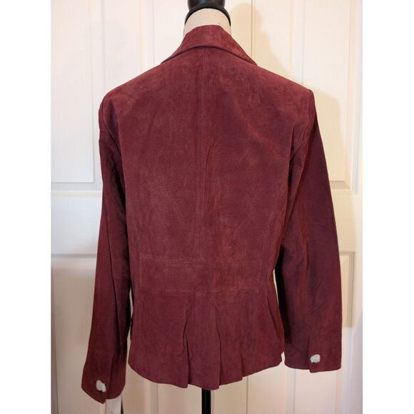 Hal Rubenstein Christy leather suede blazer Burgundy Size 14 NWT - Picture 6 of 13
